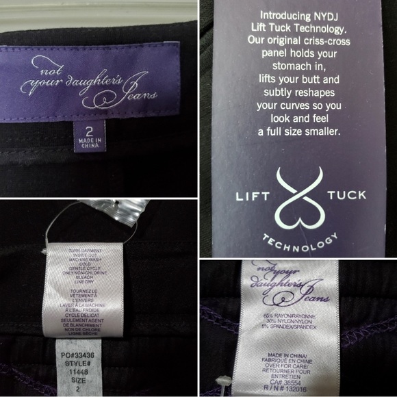 NYDJ black Dress Pants Lift Tuck NWT Size 2 Straight Leg - Picture 4 of 5